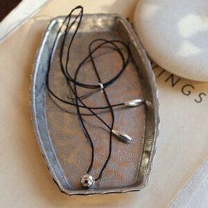 Vel Object brand Silver Bell Silk Tie Necklace